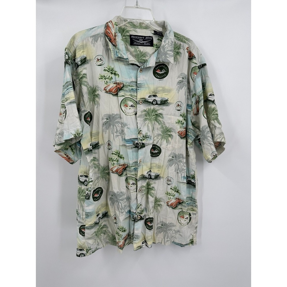 Mens Classic Car Hawaiian Shirt Size XXL Aloha Americana Tropical Cruise Resort